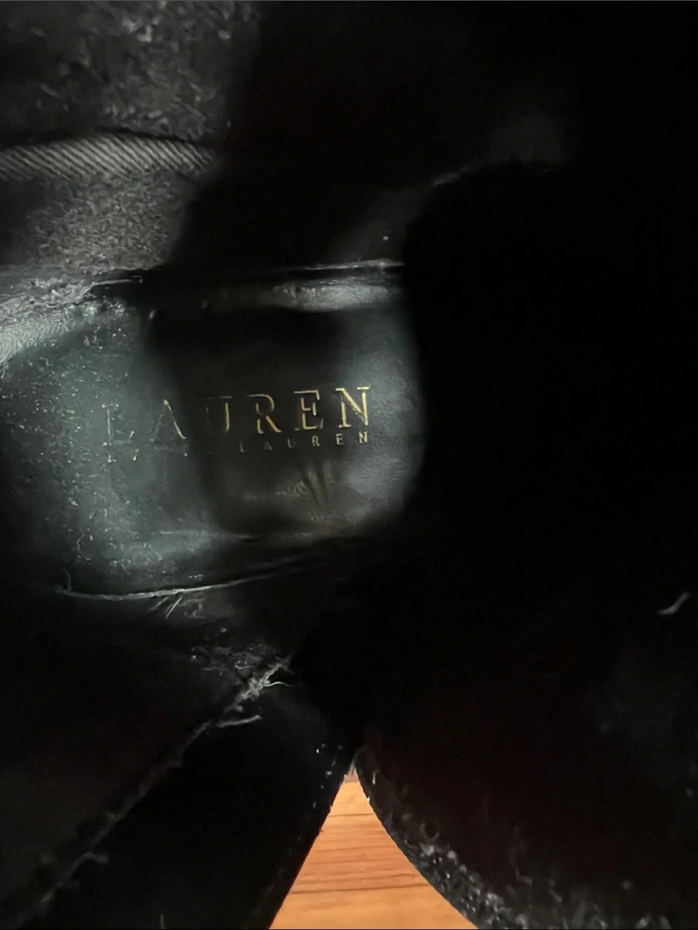 Lauren Ralph Lauren Norah Black Leather Tall Riding Boots Size 8B Gold Buckle